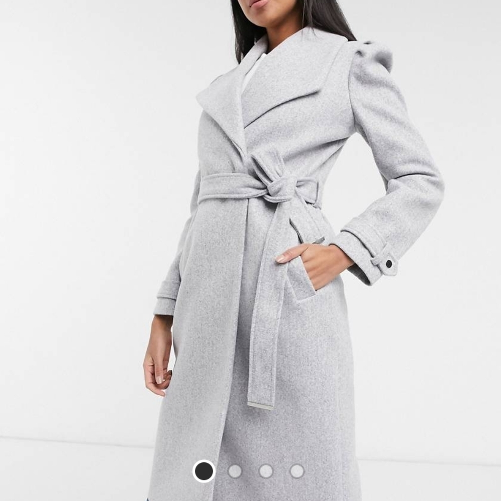 River Island Light Grey puff sleeve coat